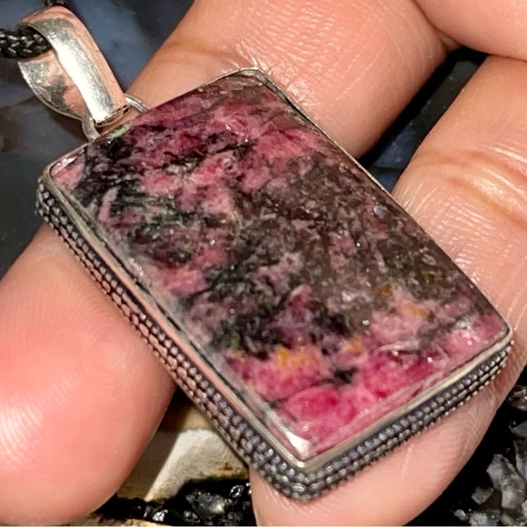 Rectangular Rhodonite Pendant 1 7/8” - Picture 10 of 16